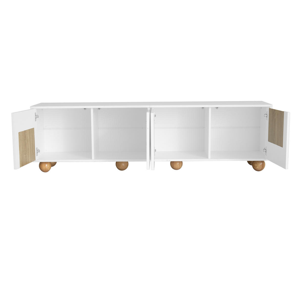 TV-SCHRANK aus MDF und PB 175x38x50 cm Natur/Weiß mit 4 Türen und viel Stauraum - Hellbraun, Holzwerkstoff (175/50/38cm) - Modfu