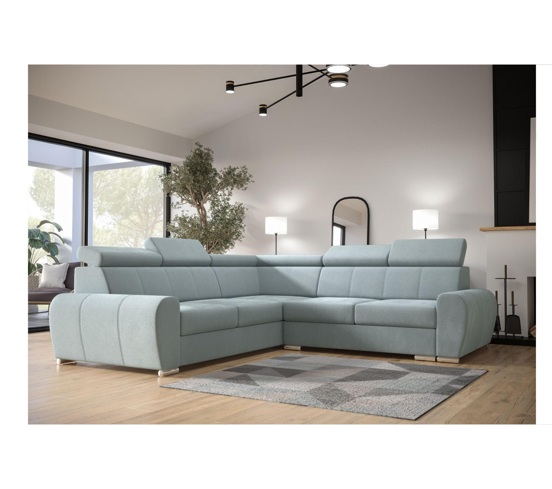 ECKSOFA APOLLO,mit Schlaffunktion und Bettkasten, Farbe: Rot, Velourstoff, Ottomane Links - Rot, Textil (255/255cm) - O-Sofa