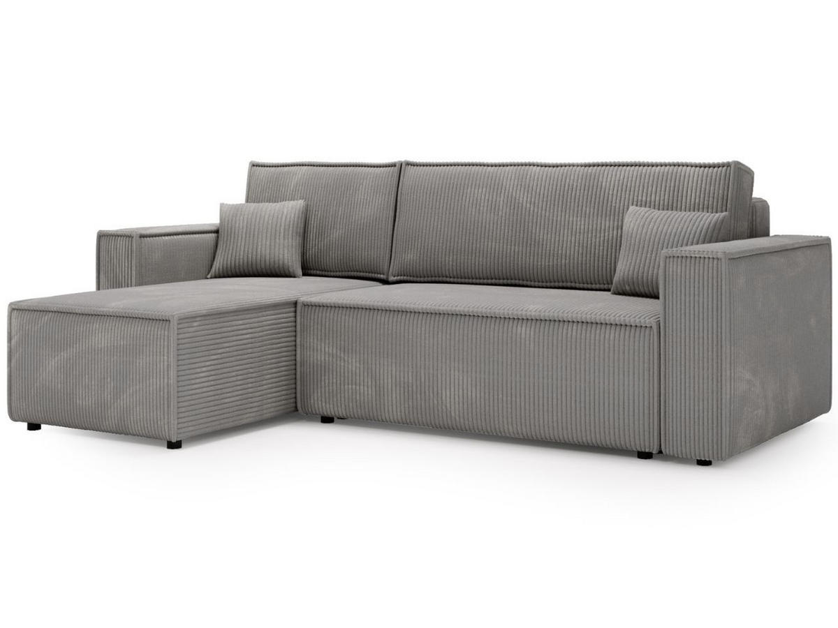 ECKSOFA Prato L Grau - Schwarz/Grau, Holz/Textil (253/145cm) - Graingold