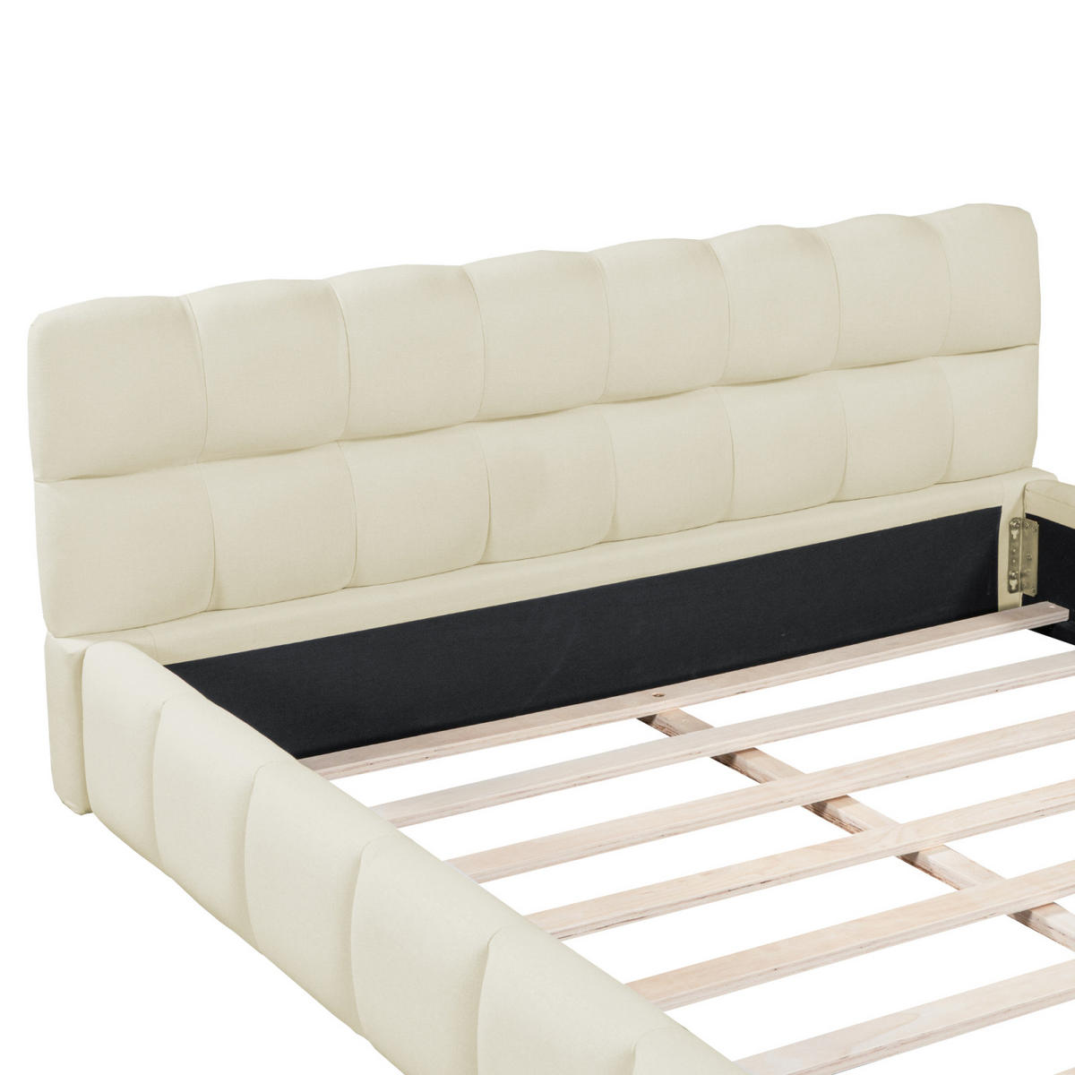 POLSTERBETT 160x200 cm, Beige, Leinen - Beige, Textil/Metall (160/200cm)