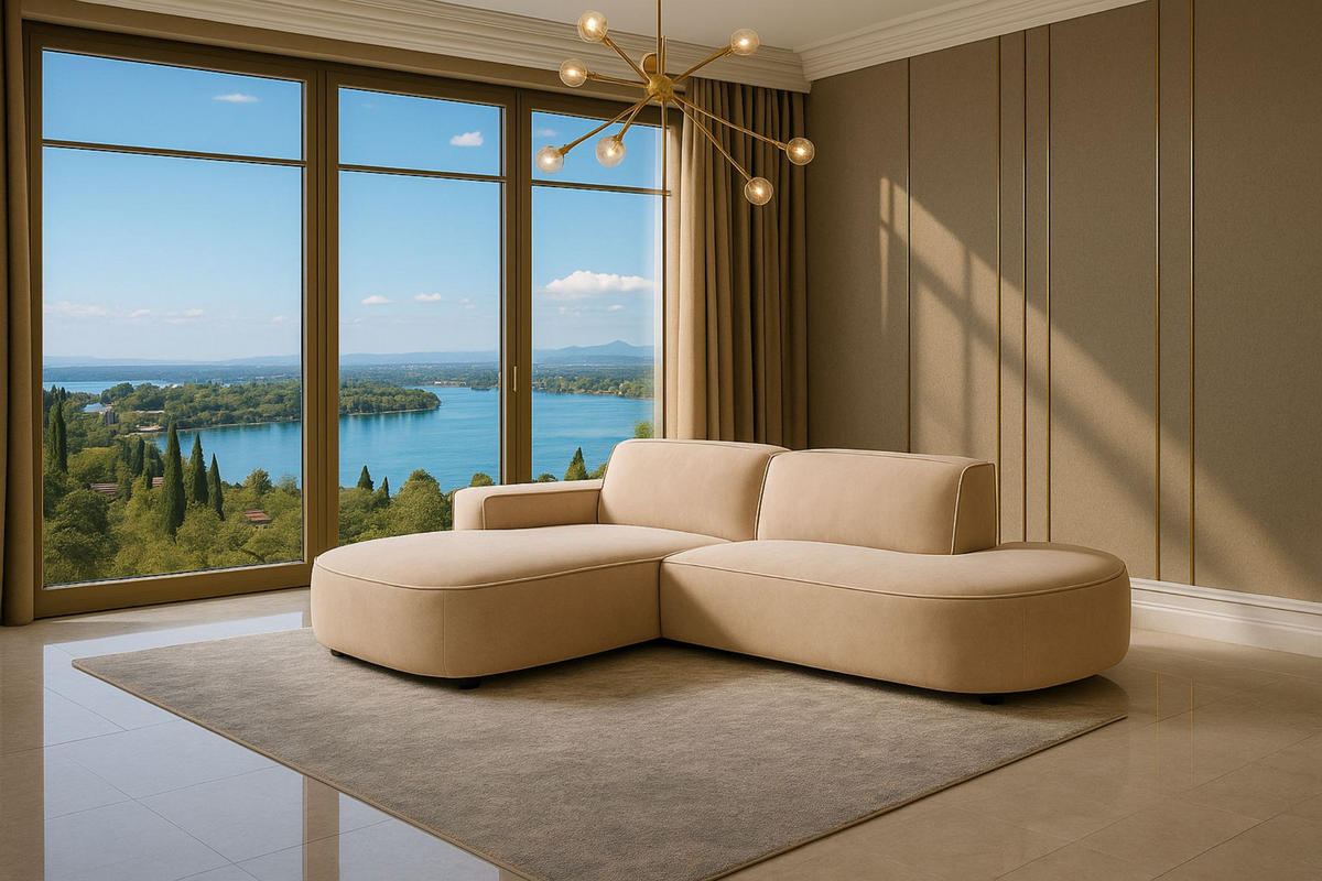 ECKSOFA Cursal Atelier, Stoff Salvador, Beige, Links - Beige, Holz (284/166cm) - Kaiser Möbel