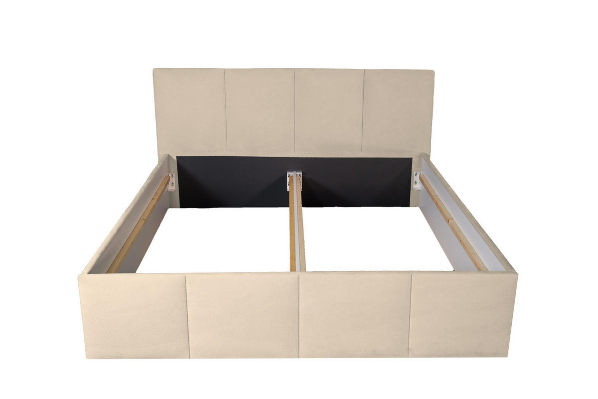 POLSTERBETT Dalas Beige 100 x 200 x 40 cm Stauraum ohne hydraulische Funktion Mit hochwertiger Matratze H2 (bis 100 kg) und Lattenrost - Beige, Holz (100/200cm) - Halmon Schlafkomfort Betten 