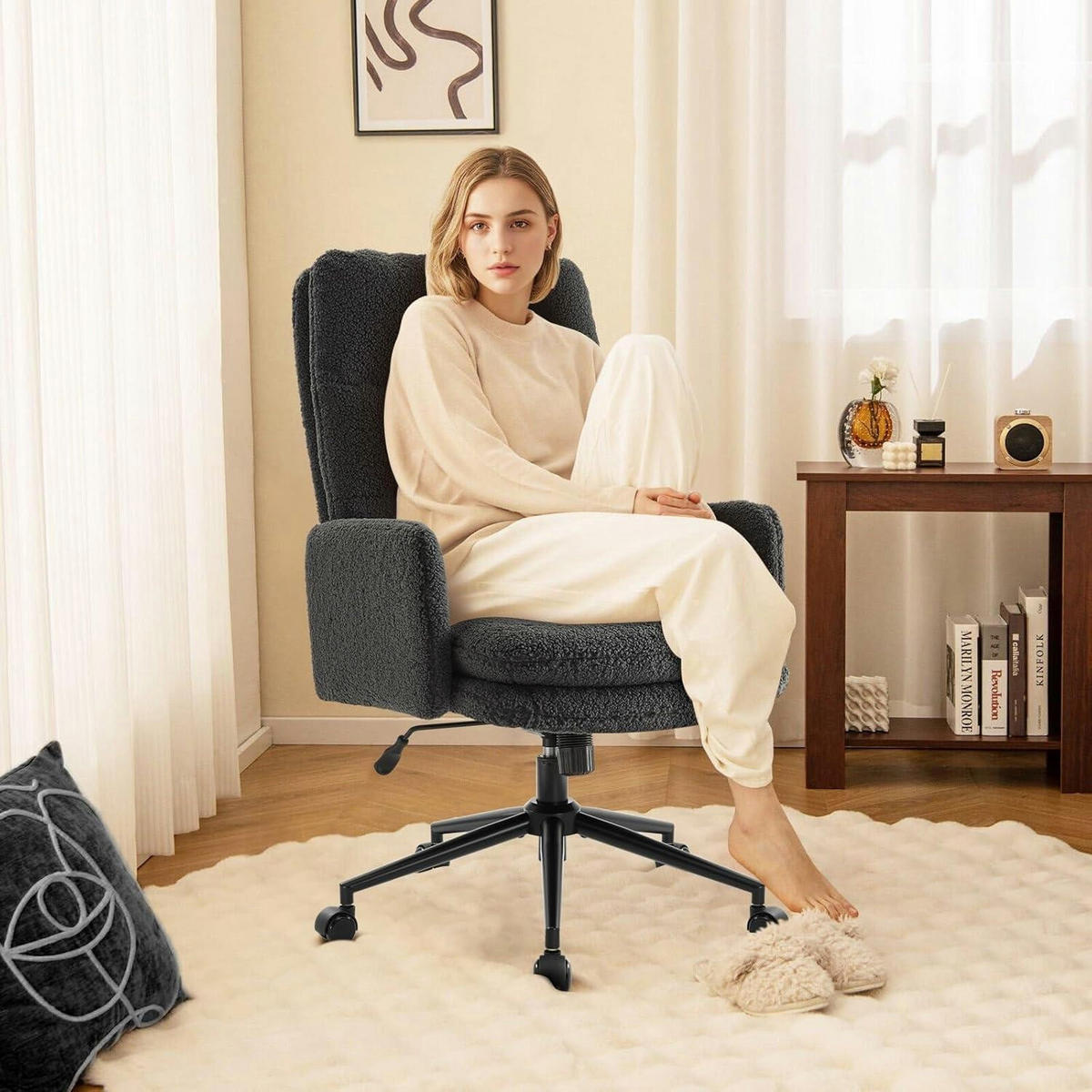 BÜROSTUHL mit Rollen Dunkelgrau - Anthrazit, Textil (72/106/72cm)