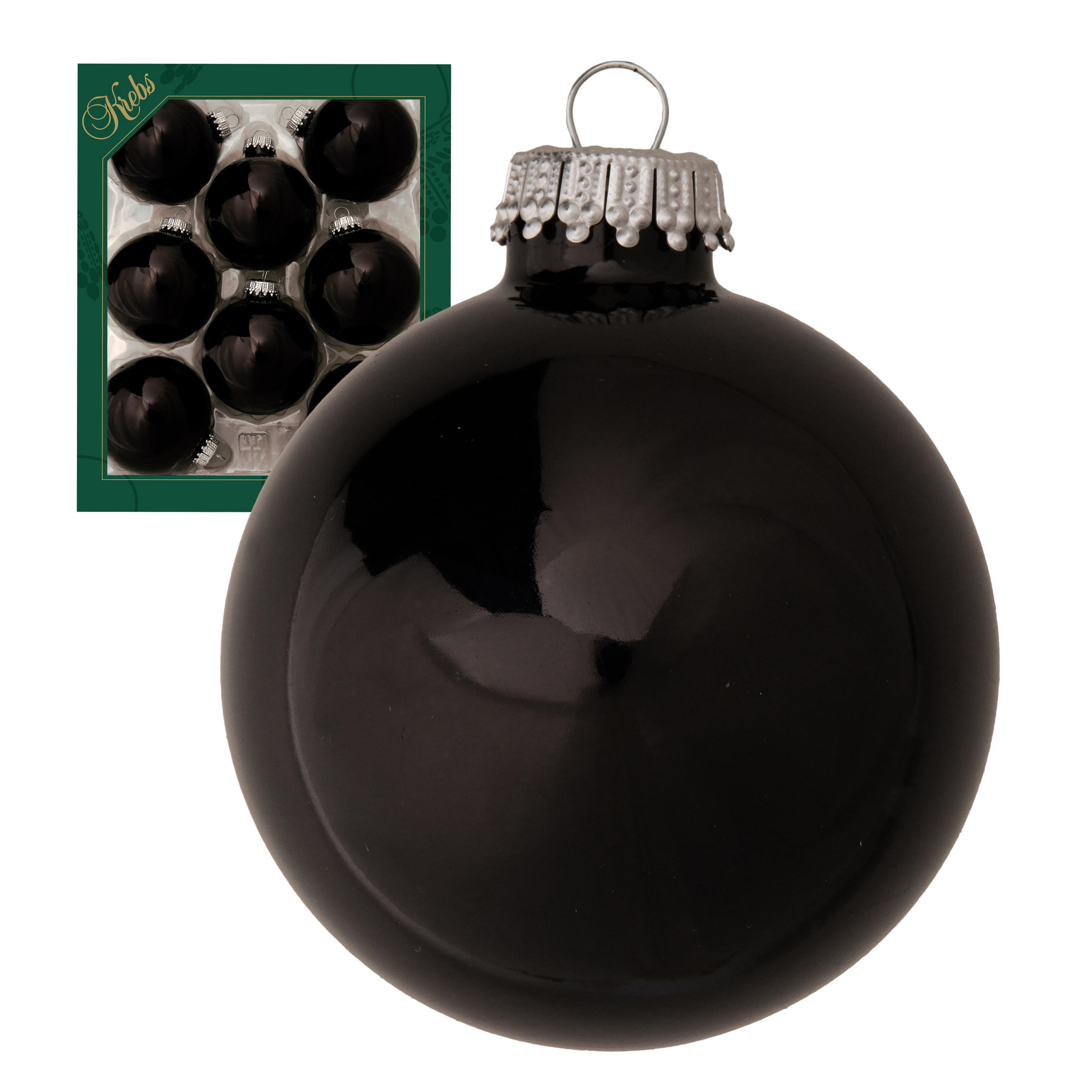Krebs Glas Lauscha Christbaumkugeln Schwarz 7x7x7 cm