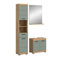 BADKOMBINATION 3tlg. Scout Bad in Artisan Eiche Nachbildung und Salbei Nachbildung B/H/T: 112x191x34 cm - Eiche Artisan, Holz (112/191/34cm)