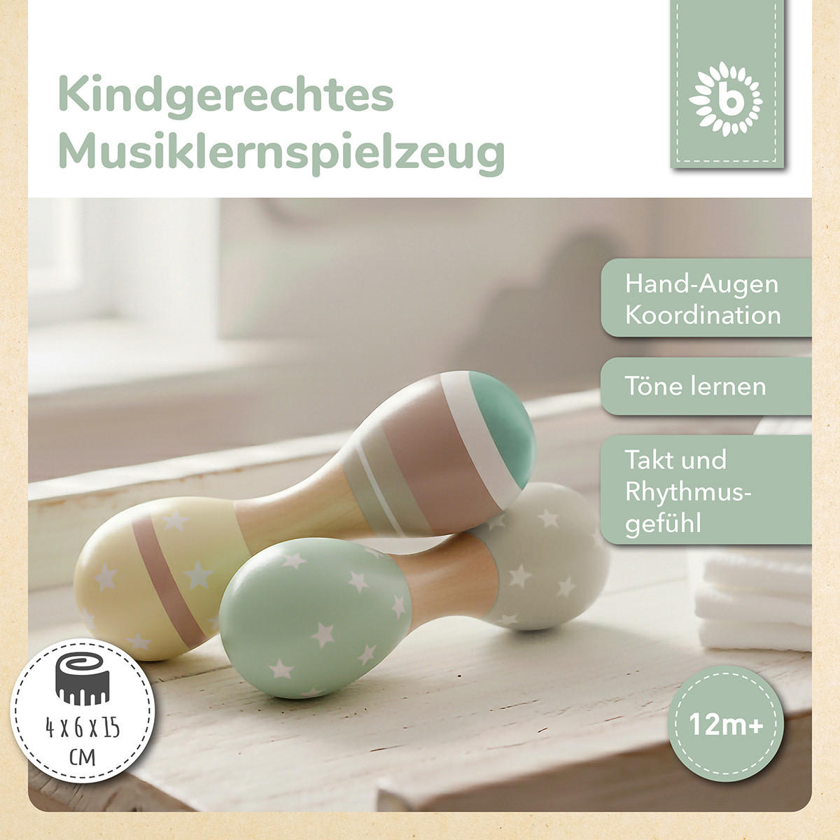 BABY-RASSEL Holz Star Dust 2er Set - Multicolor, Holz (5/15cm) - Bieco Spielwaren