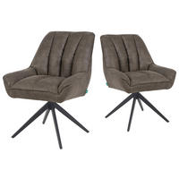 DREHSTUHL Mika-Zoe 2er-Set - Taupe/Schwarz, Textil/Metall (60/88/68cm) - DUBI Möbel