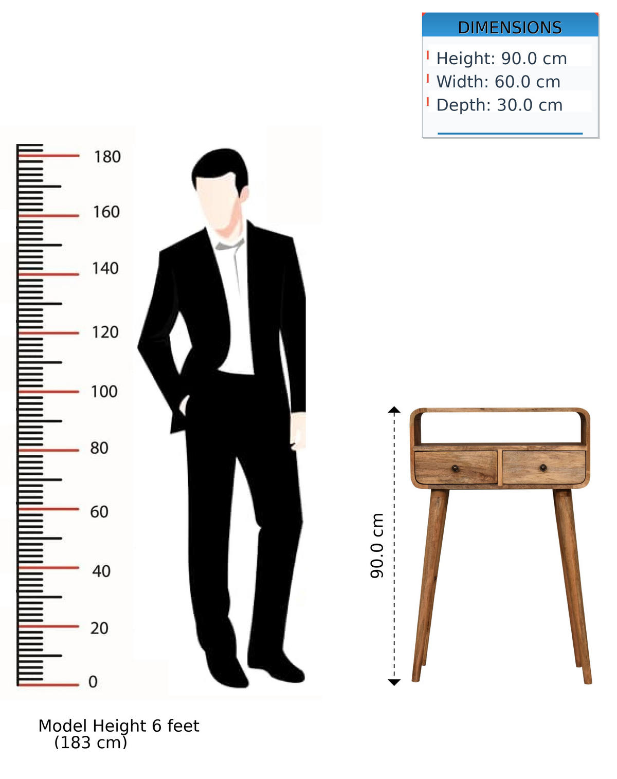 KONSOLE Mini Geschwungen Eichenoptik, 2 Schubladen und Offenes Fach, Beige - Beige/Messingfarben, Holz/Metall (30/60/90cm) - Artisan Furniture