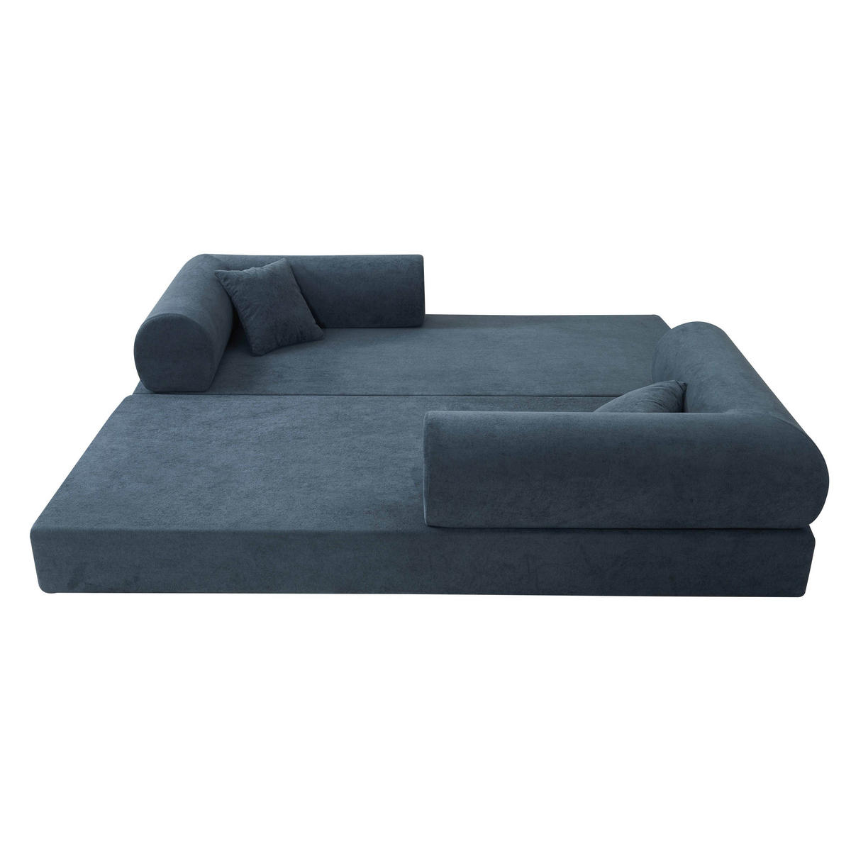SCHLAFSOFA mit 2 Sitzplätzen, Dunkelblau - Blau, Textil (204/67/102cm) - Oviala
