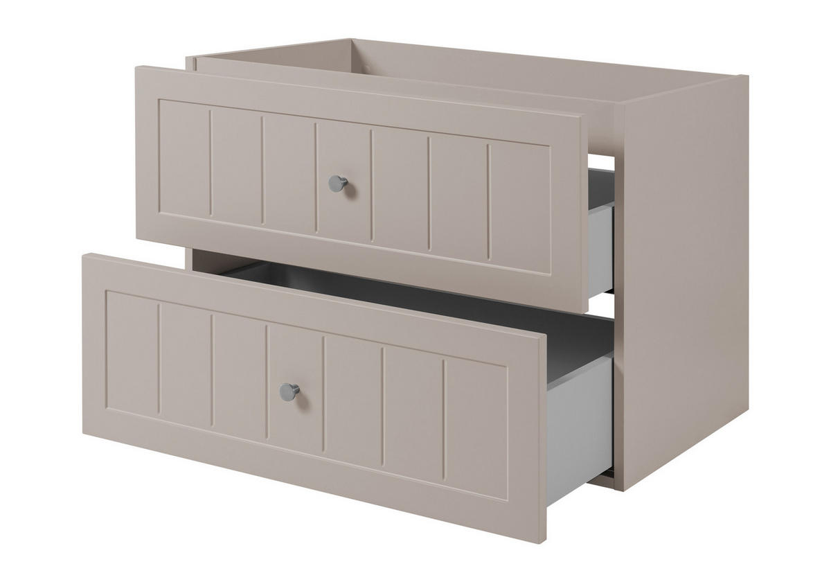 WASCHBECKENUNTERSCHRANK im klassischen Stil, Kaschmir, 80 x 57 x 46 cm - Beige/Silberfarben, Holzwerkstoff (80/57/46cm) - 3XE LIVING