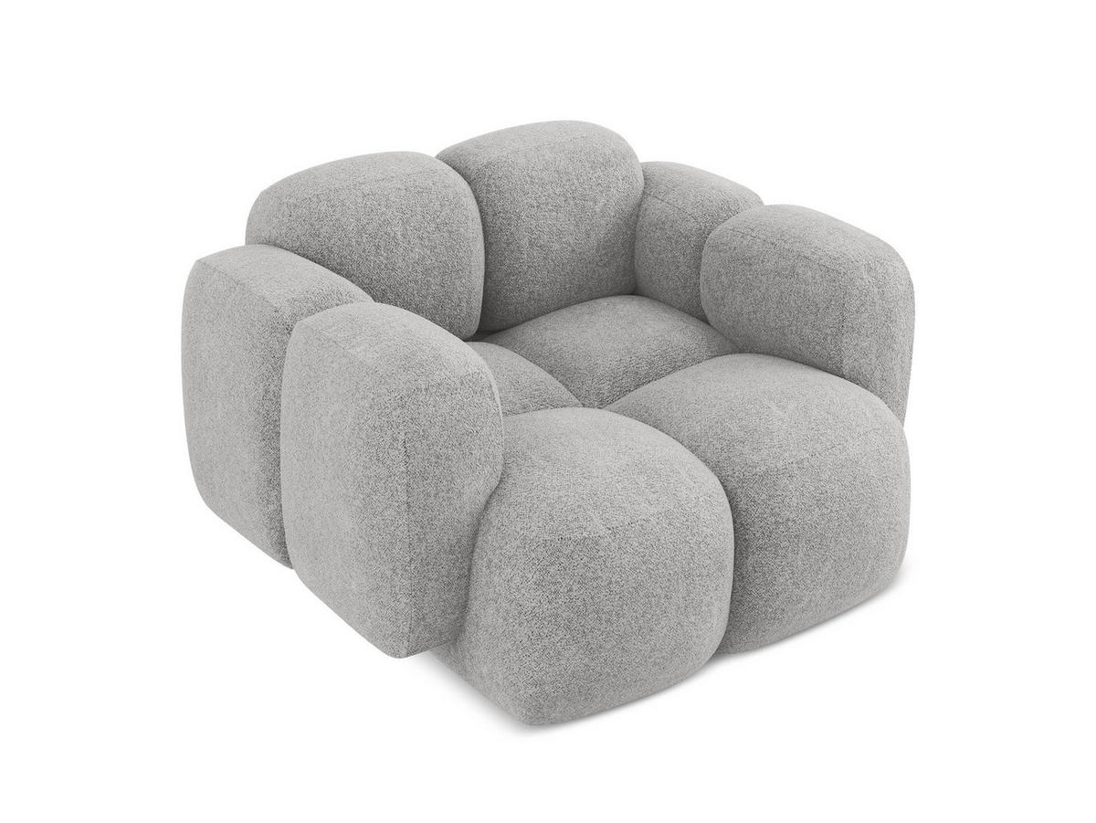 SESSEL Chenille Stoff Grau - Hellgrau/Schwarz, Holzwerkstoff/Kunststoff (120/72/115cm) - Makamii