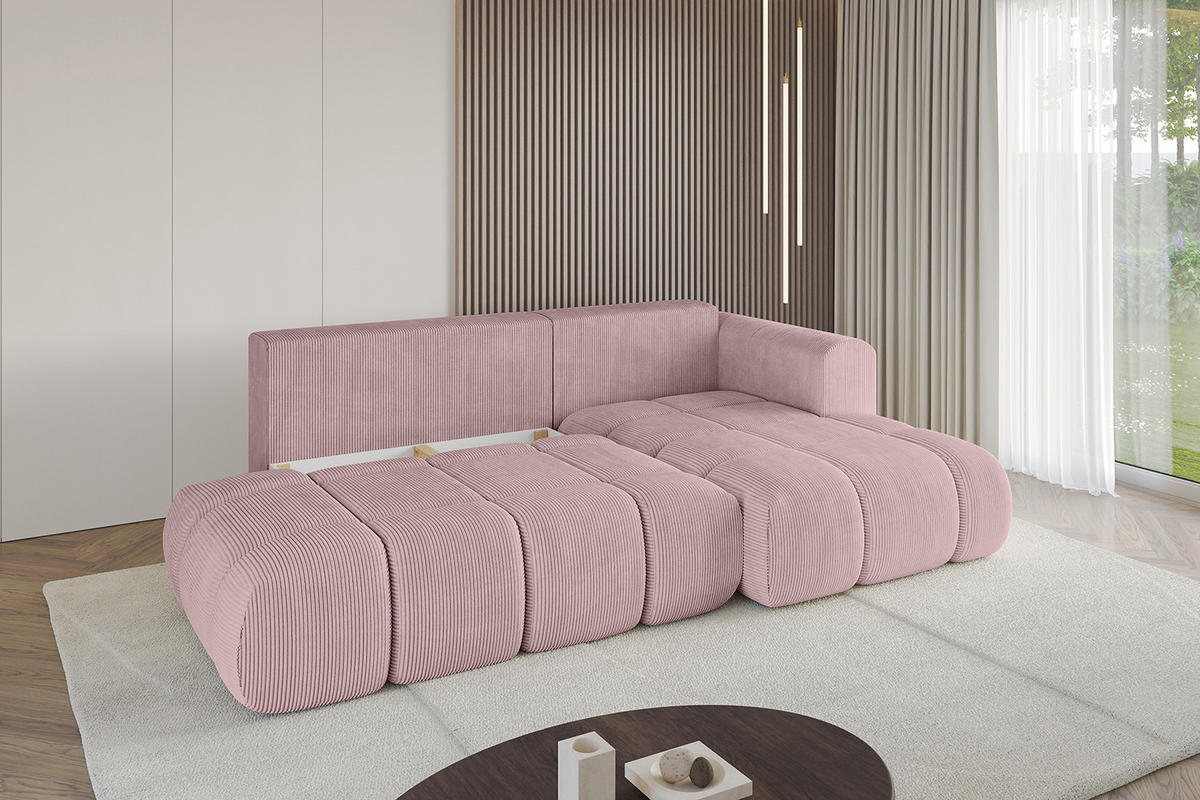 ECKSOFA Ottomane Rechts CLOUD-L 289x180x40 Rosa Cord - Rosa, Holzwerkstoff/Kunststoff (289/180cm) - ALTDECOR