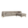ECKSOFA Chesterfield Lexi Dunkle Creme Samt, Ottomane rechts - Goldfarben/Creme, Holz/Textil (305/200cm) - S-Style Möbel