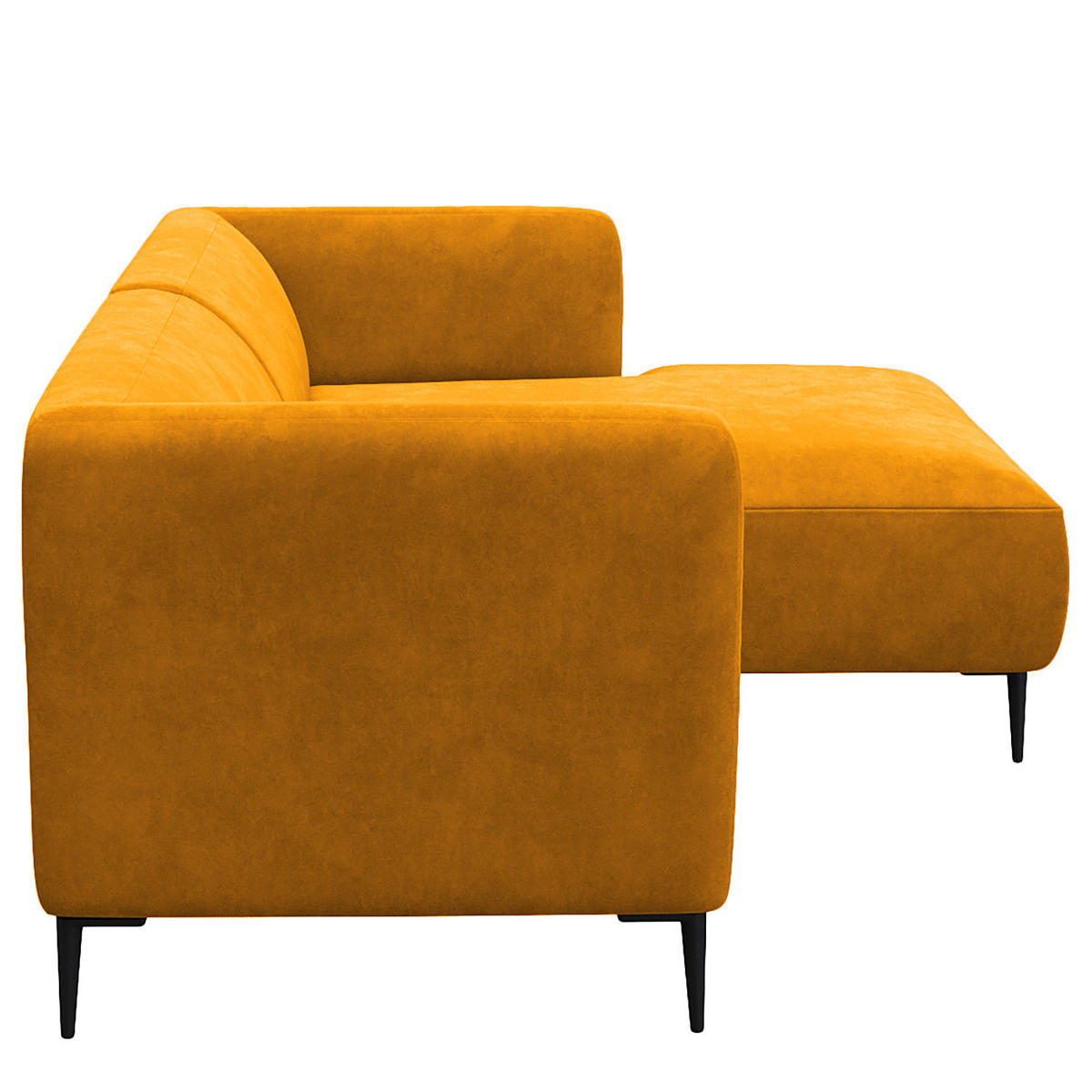 1,5-SITZER ECKSOFA mit Longchair - Gelb/Schwarz, Textil/Metall (211/148cm) - home24