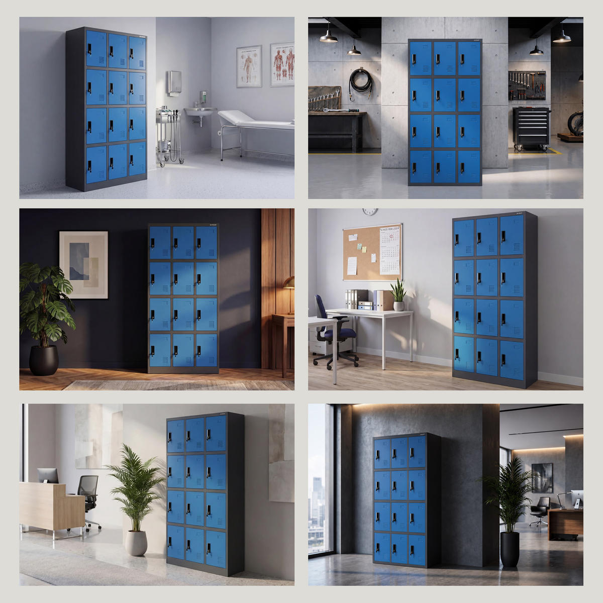 SCHLIESSFACHSCHRANK Marcin 90 x 185 x 40 cm - Blau/Anthrazit, Metall (90/185/40cm) - Jan Nowak
