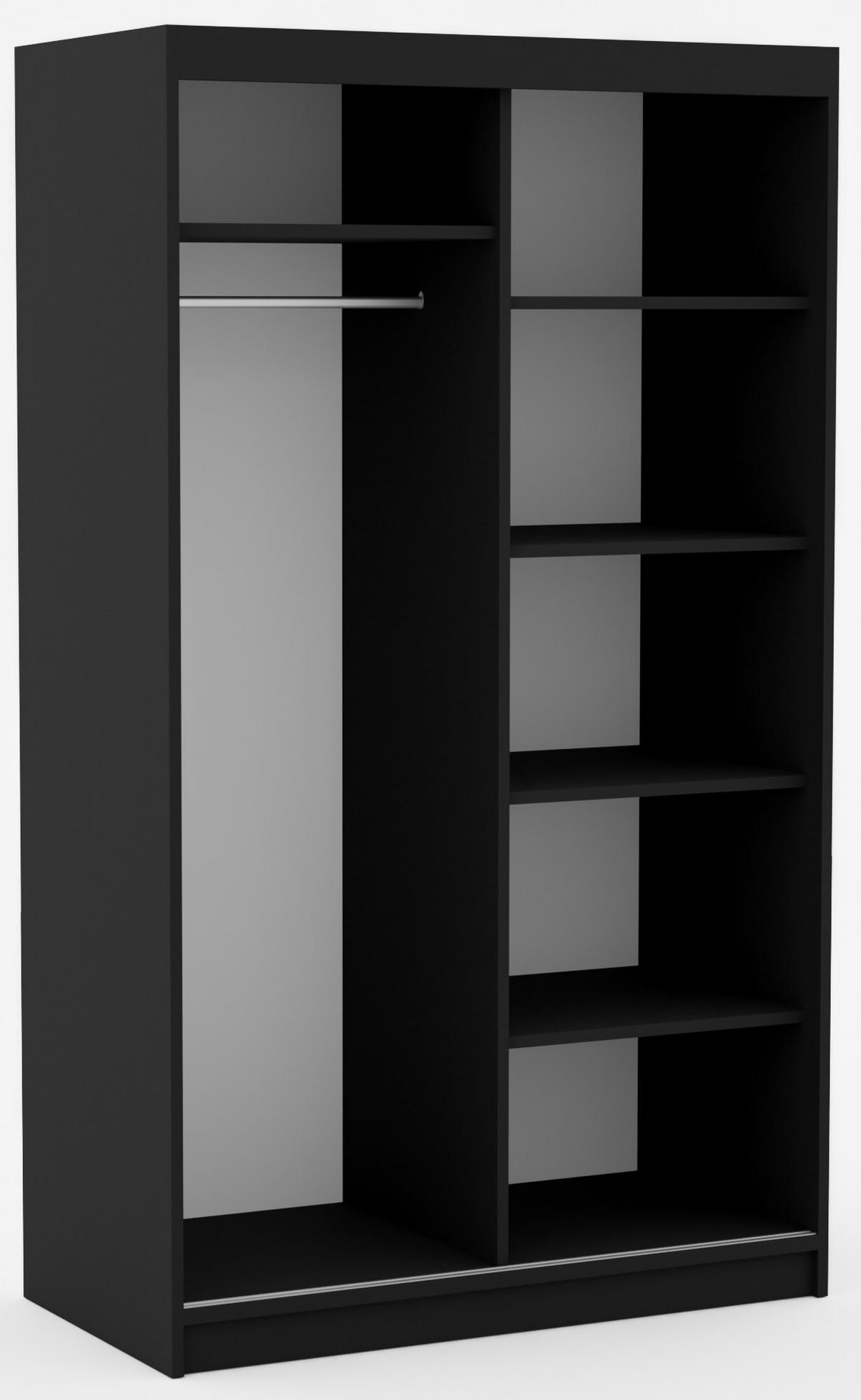 SCHIEBETÜRENSCHRANK Orvena 120 mit Spiegel – Schwarz - Schwarz, Holzwerkstoff (120/205/60cm) - Möblo