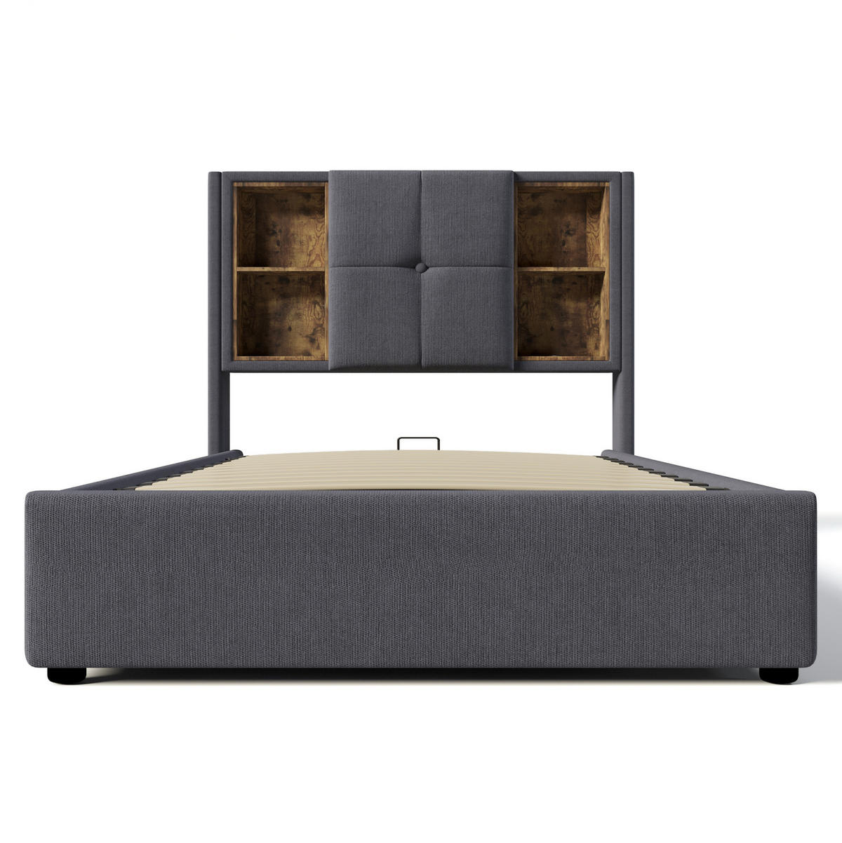 TAPECIRANI krevet 90/200 cm sivi od pamuka s bežičnim punjenjem i spremištem - siva, tekstil (90/200cm) - OKWISH