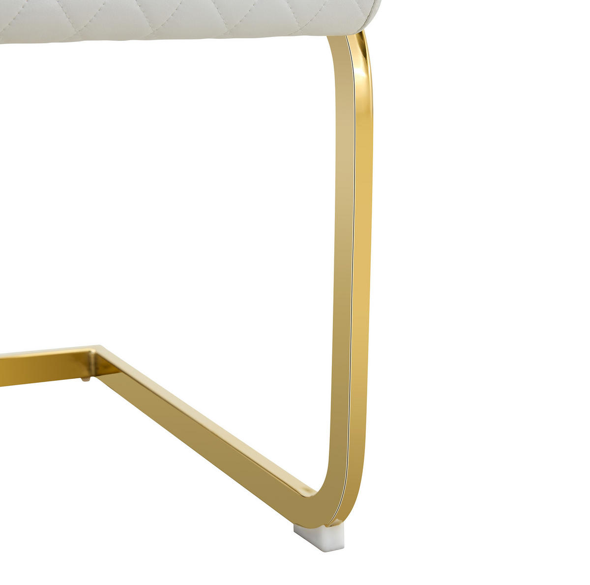 ESSZIMMERSTUHL 2er-Set hohe Rückenlehne PU-Leder Weiß Goldfarben - Weiß, Metall (63/100/43cm) - Meubliv