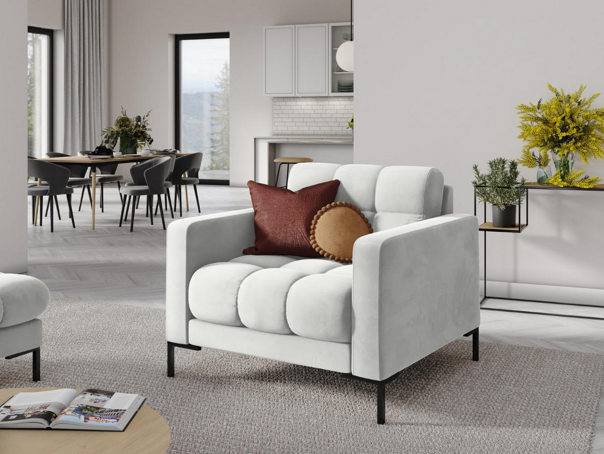 SESSEL Mamaia aus Samt silber - Silberfarben, Textil (92/75/87cm) - Micadoni