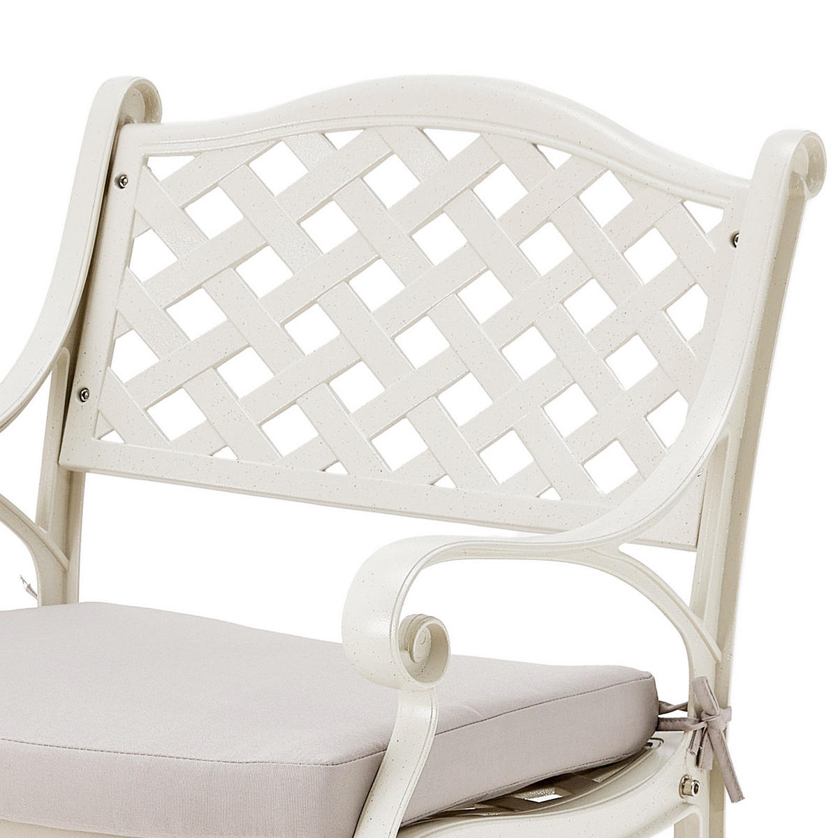 GARTENSTUHL 2er-Set aus Aluguss in Creme Einfache Montage Leicht zu reinigen 56 cm B x 55 cm T x 82,5 cm H - Creme, Metall (56/82.5/55cm) - Livingandhome
