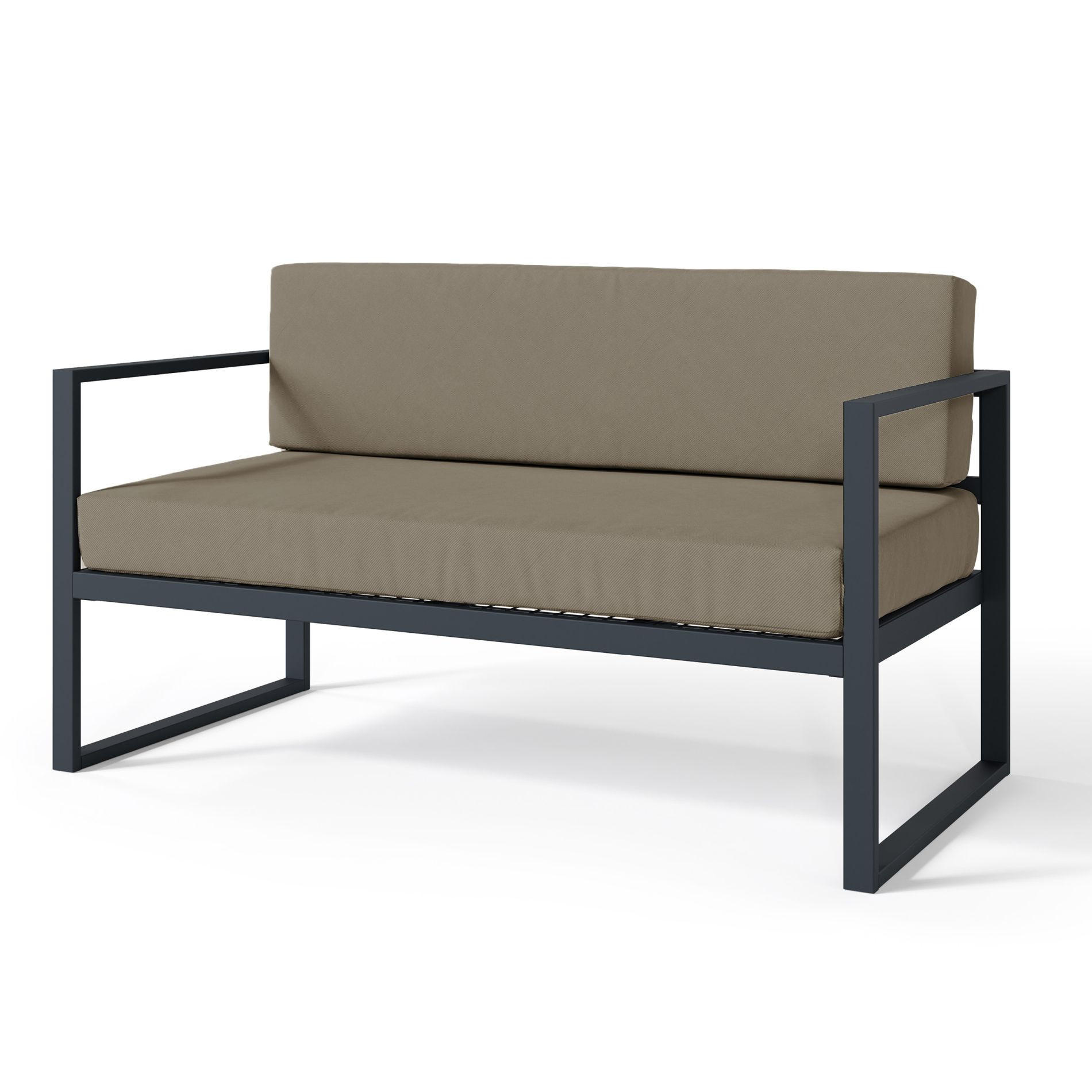 GARTEN-SOFADYWILLY Hellraun/Schwarz - Hellbraun, Textil (128/72/65cm) - Selsey
