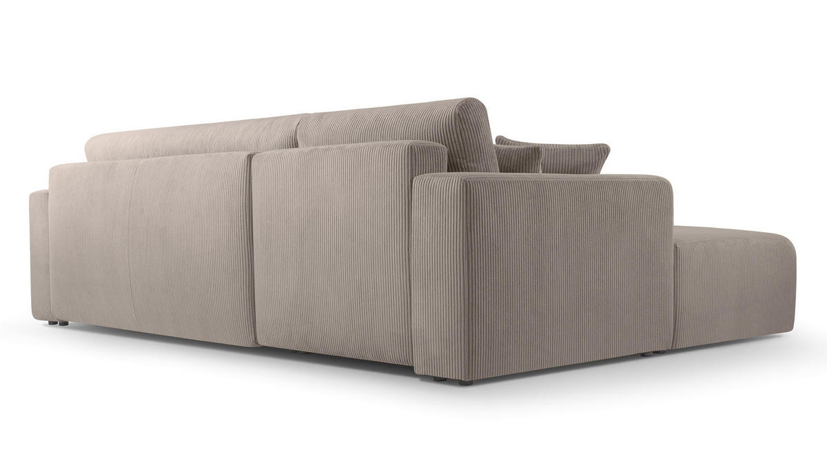 ECKSOFA L Form Catea Beige 279/145/84 cm Links mit Schlaffunktion - Beige/Schwarz, Kunststoff/Textil (145/279cm) - AX Living