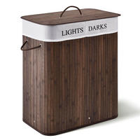 WÄSCHEKORB Curly 100 L braun - Braun, Holz (52/63/32cm) - Juskys