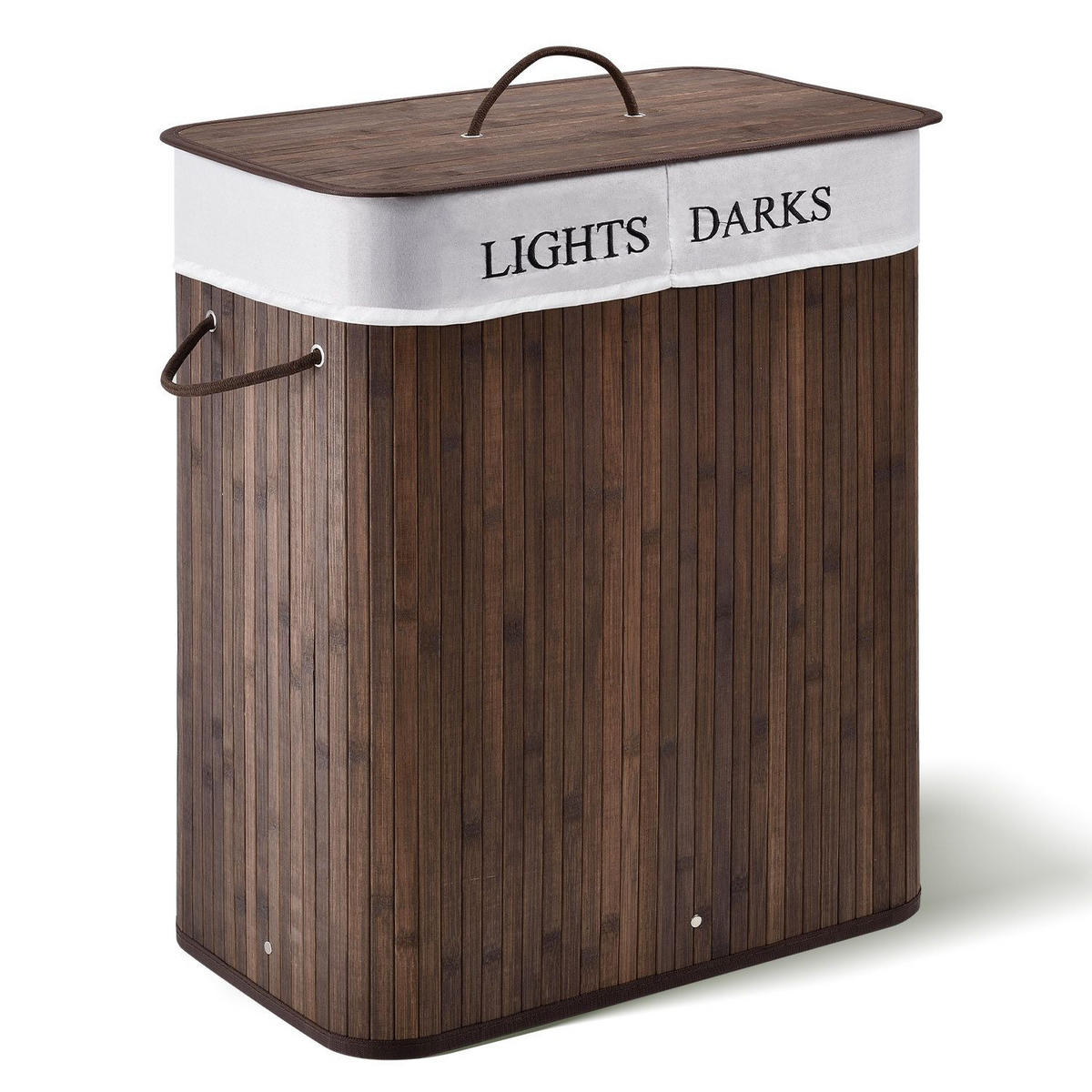 WÄSCHEKORB Curly 100 L braun - Braun, Holz (52/63/32cm) - Juskys