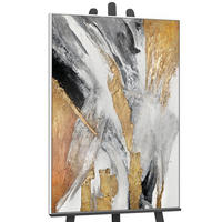 GEMÄLDE Goldene Symphonie Schattenfugenrahmen Weiß 140x100 cm - Weiß, Holz (140/100cm) - YS-art gallery