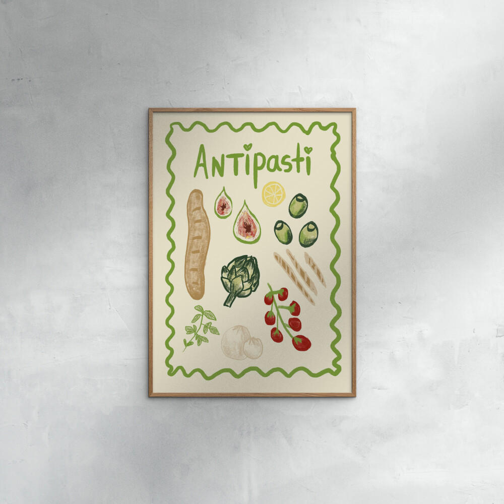 POSTER mit Rahmen Studio Dolci - Antipasti - Eichefarben/Multicolor, Holz/Papier (30/40cm) - Poster&Frame