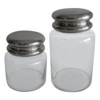 SET von 2 Glasbehältern mit silbernem Deckel - 30/17/26 cm - Silberfarben, Metall (17/26/30cm) - Signature