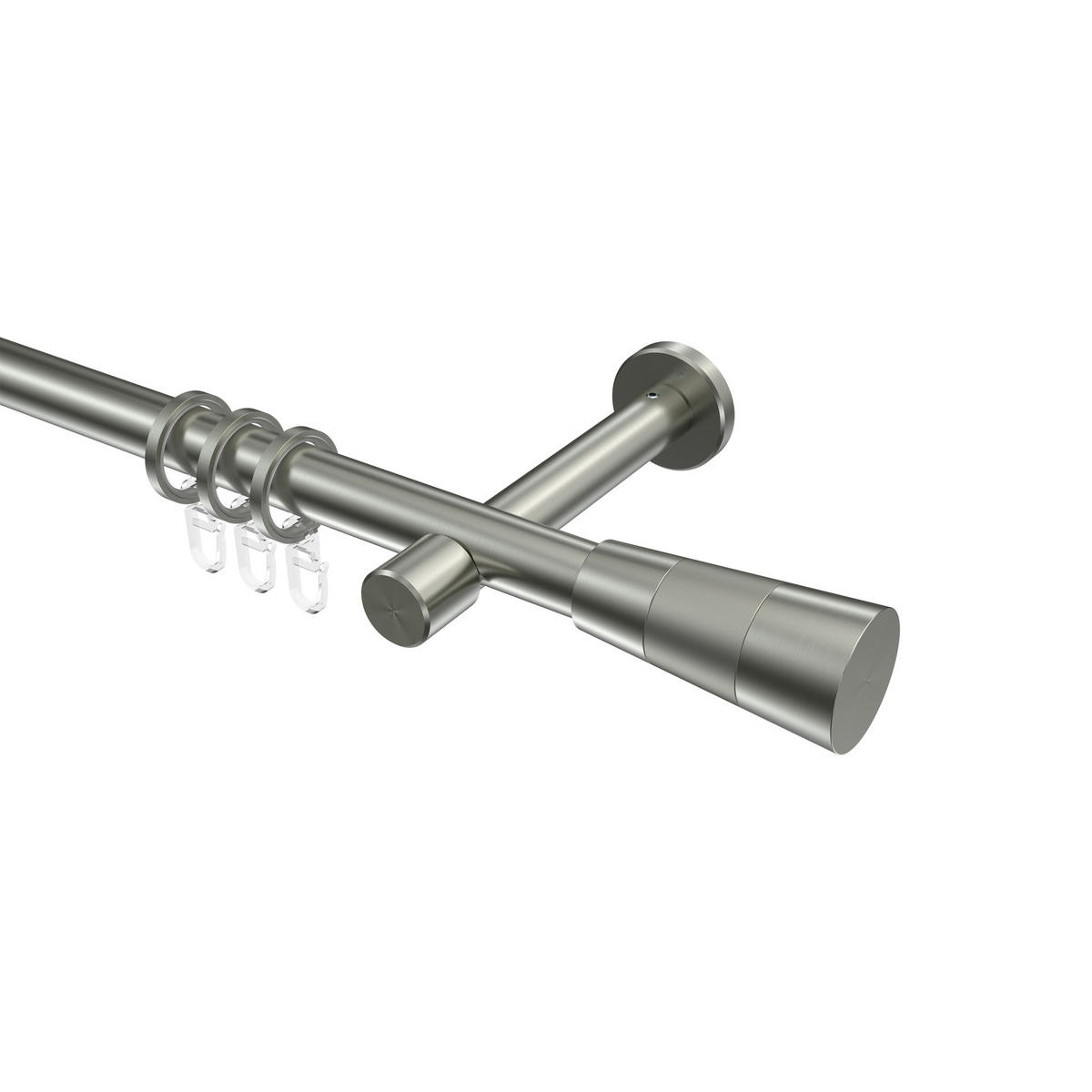 GARDINENSTANGEN-SET Prestige Tanara 100 cm, 1-läufig, 20 mm Ø Edelstahl-Optik - Edelstahlfarben/Silberfarben, Metall (100cm) - INTERDECO