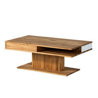 COUCHTISCH Wildeiche 120x70x45 natur geölt / Glas weiß WIEN #101 - Naturfarben, Holz (120/70/45cm) - Massivmoebel24
