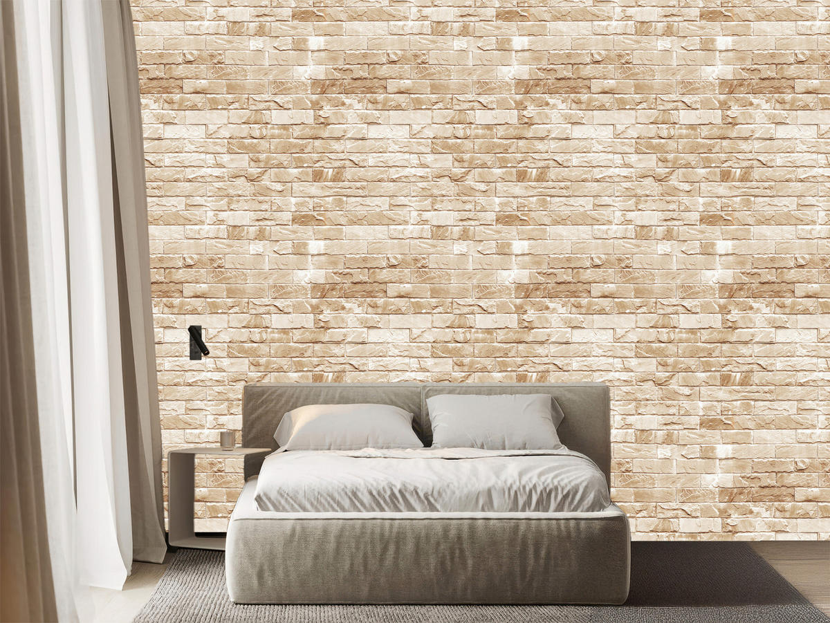 VLIESTAPETE Ziegelwand in 3D-Optik – Beige – 50x1000 cm - Beige, Papier (50/1000cm) - Muralo