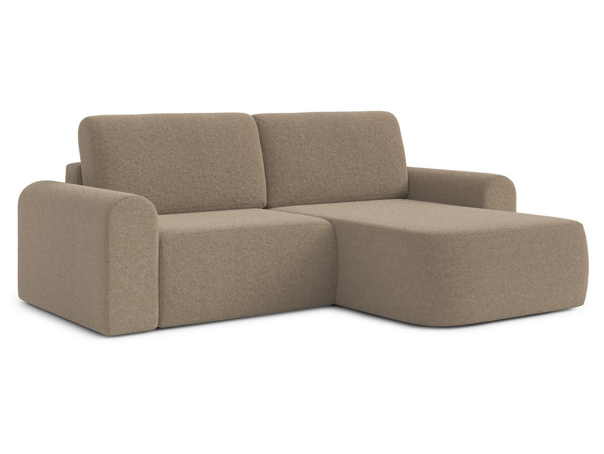 ECKSOFA L Form Otterton Braun 250/180/95 cm Rechts mit Schlaffunktion - Schwarz/Braun, Kunststoff/Textil (250/180cm) - AX Living