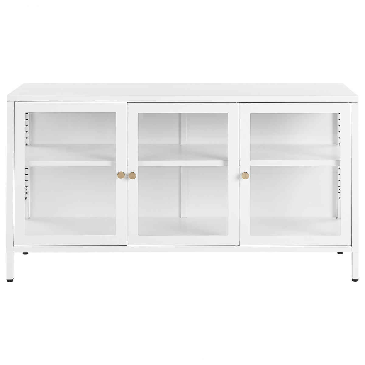 SIDEBOARD se skleněnými dveřmi Kov 115 cm Bílý Newport - bílá, kov (115/65/35cm) - Beliani