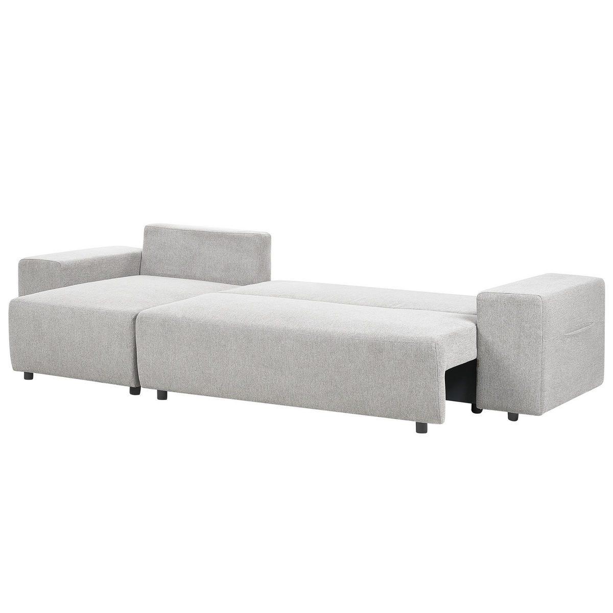 3-SITZER-ECKSOFA hellgrau linksseitig mit Schlaffunktion Stauraum Luspa - Schwarz/Grau, Textil (294/130cm) - Beliani