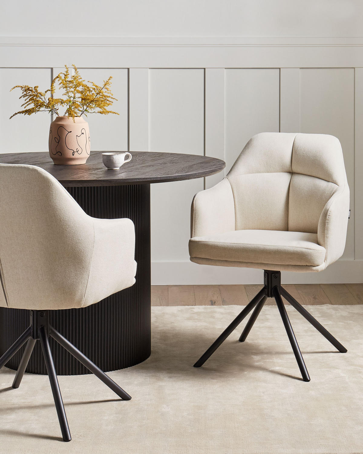 ESSZIMMERSTUHL 2er-Set Beige Mira - Beige/Schwarz, Textil (46/84/60cm) - Beliani