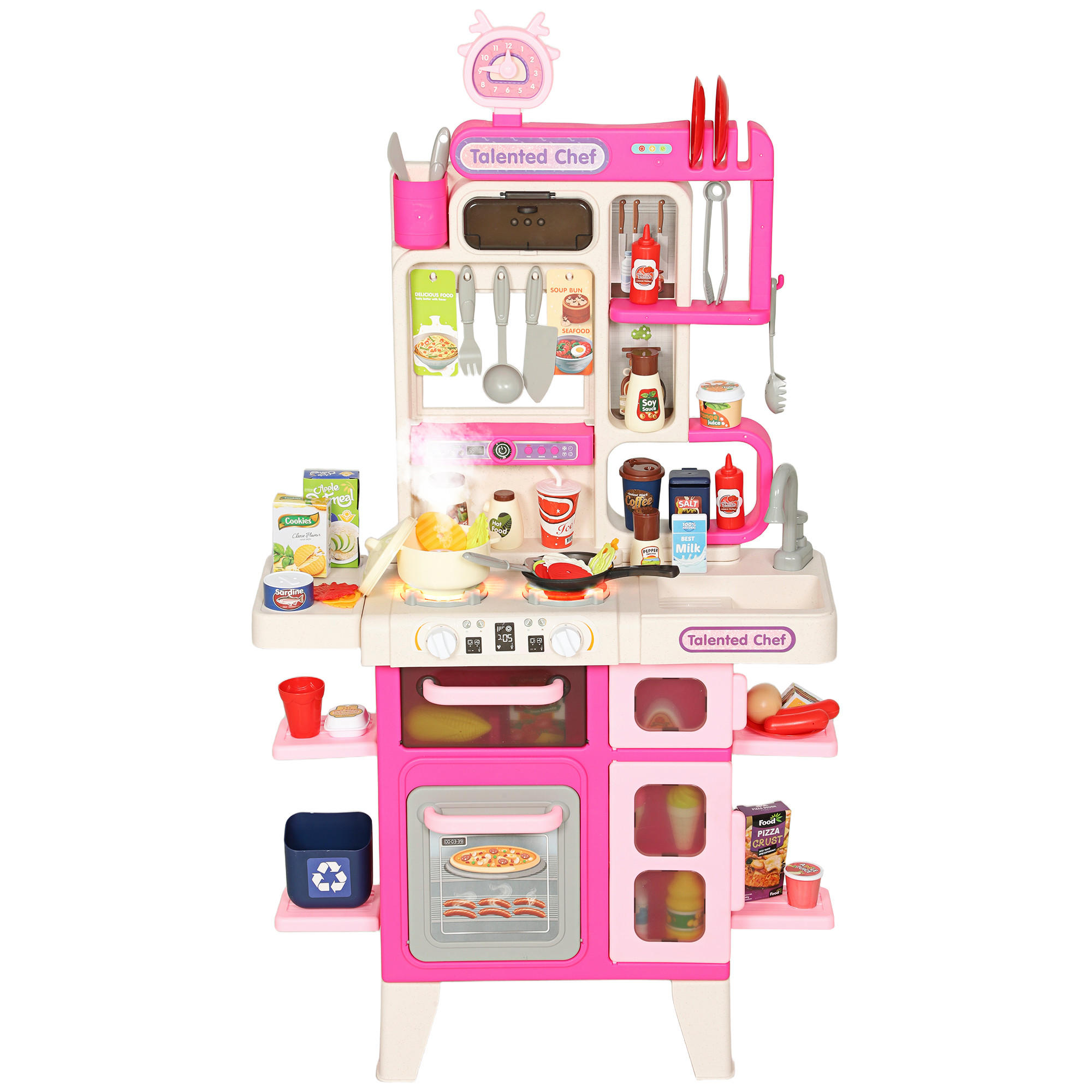 SPIELKÜCHE DE-18738 104-teilig mit Licht, Sound & Nebel Rosa - Pink, Kunststoff (52.5/22/100cm) - ComfortXL
