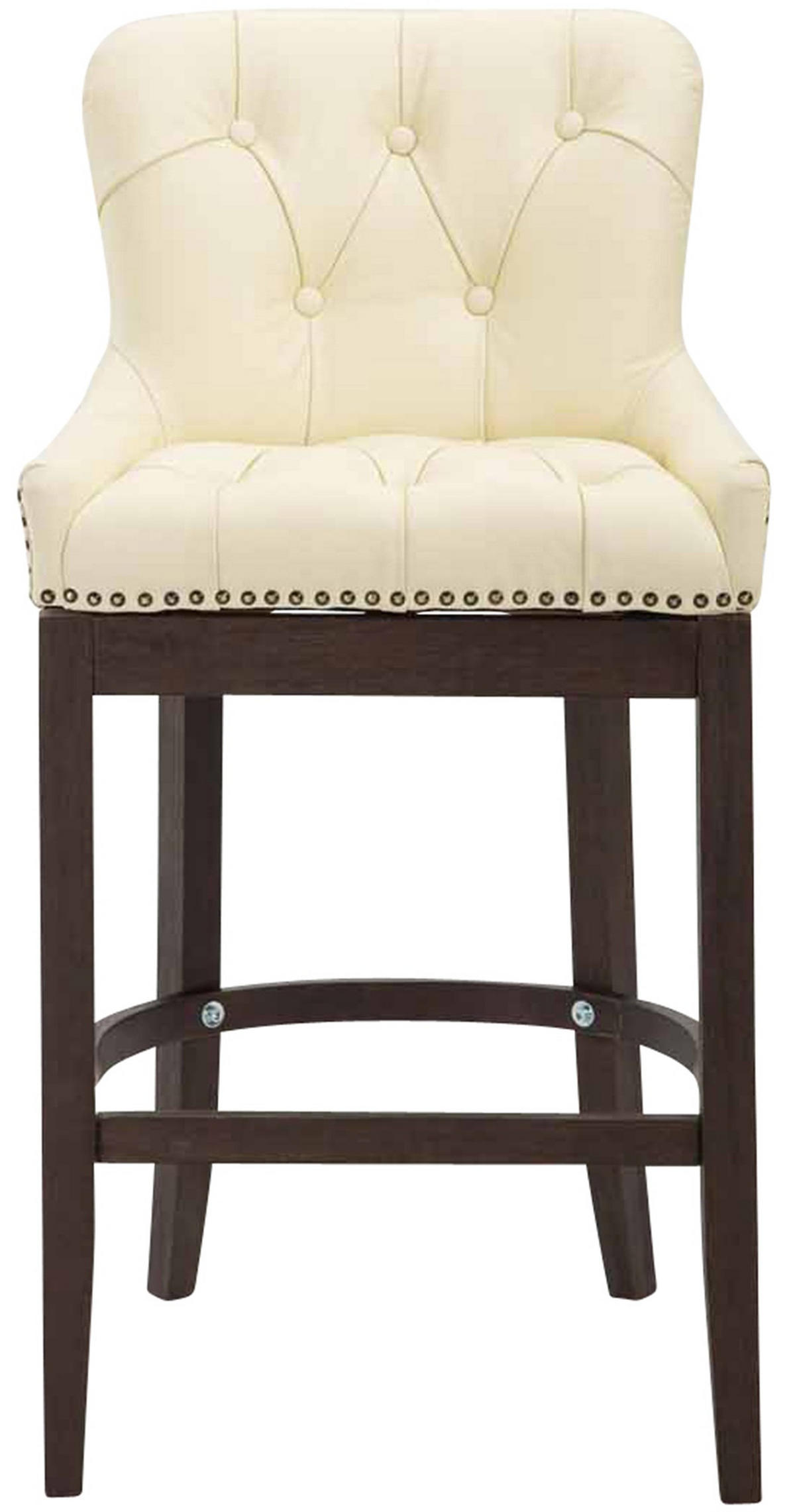 BARHOCKER Echtleder creme - Dunkelbraun/Creme, Leder/Holz (55/109/57cm) - CLP