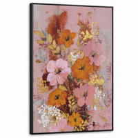 LEINWAND Bilder mit Rahmen - Malerei - Blumen - Rustikal - Rosa - 90x140 - Altrosa, Textil (90/140cm) - MuchoWow
