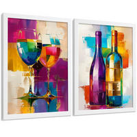 PLAKAT Sada 2 Pop Wine A4 Bílý rám - bílá, papír (29.7/1/21cm) - Nacnic