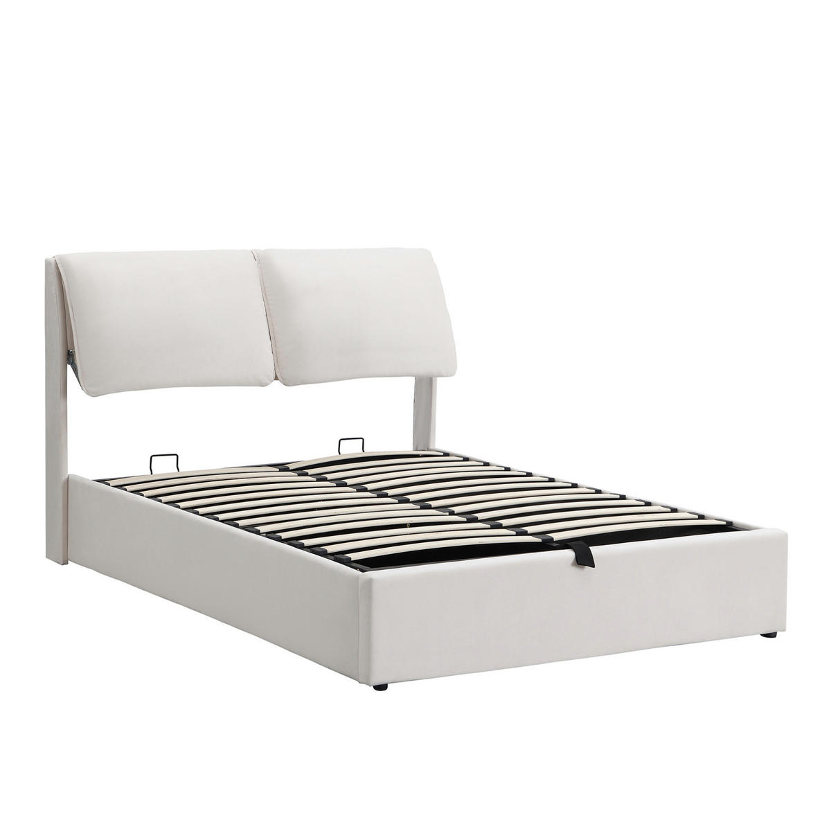 POLSTERBETT 140/190 cm mit hydraulischem Bettkasten, 3 Schubladen und verstellbarem Kopfteil aus Samt, Beige - Beige, Textil (140/190cm) - Redom
