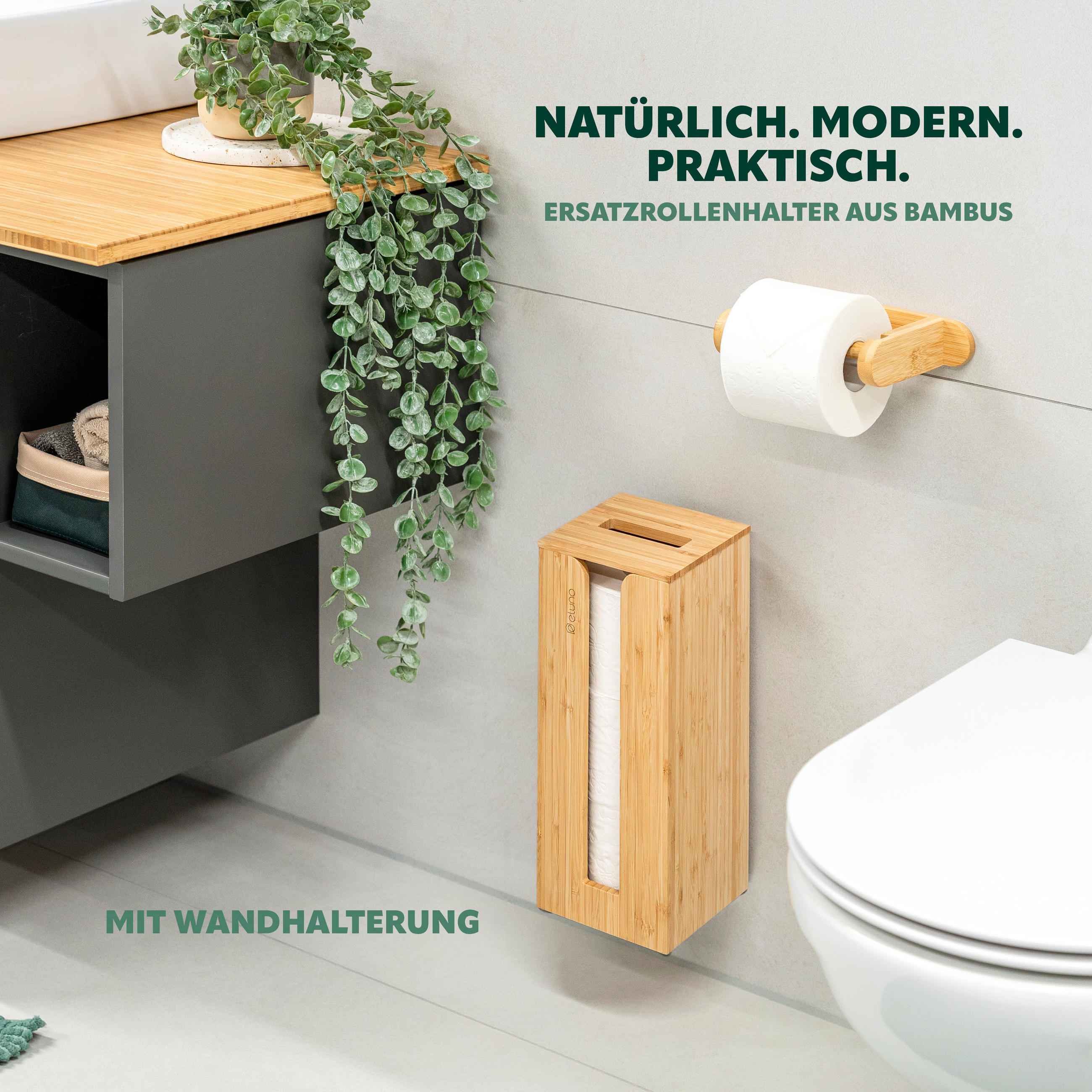 TOILETTENPAPIERAUFBEWAHRUNG, Bambus, eckig - Braun, Holz (14.5/34/14.5cm) - eluno