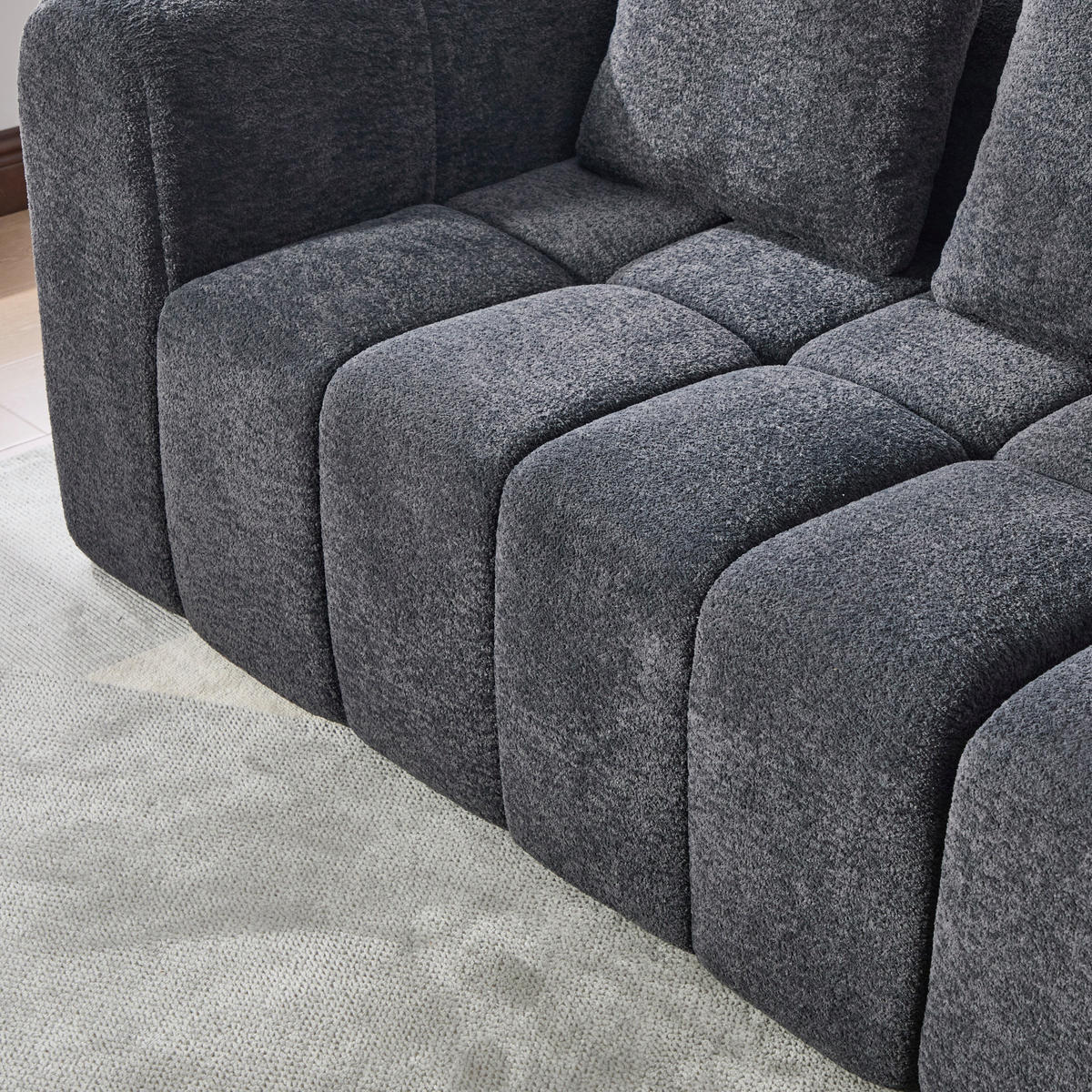 3-SITZER SOFA Samt Dunkelgrau - Dunkelgrau, Textil (160/70/94.5cm) - WISHDOR