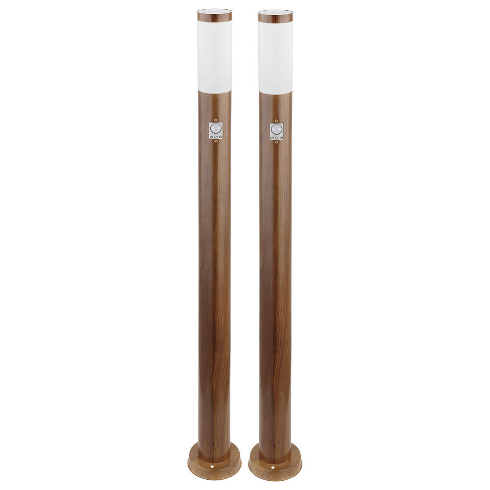 LED STEHLEUCHTE BOSTON Braun Holzoptik 2er Set - Braun, Metall (12.7/12.7/110cm) - Globo Lighting