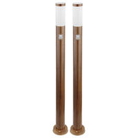 LED STEHLEUCHTE BOSTON Braun Holzoptik 2er Set - Braun, Metall (12.7/12.7/110cm) - Globo Lighting