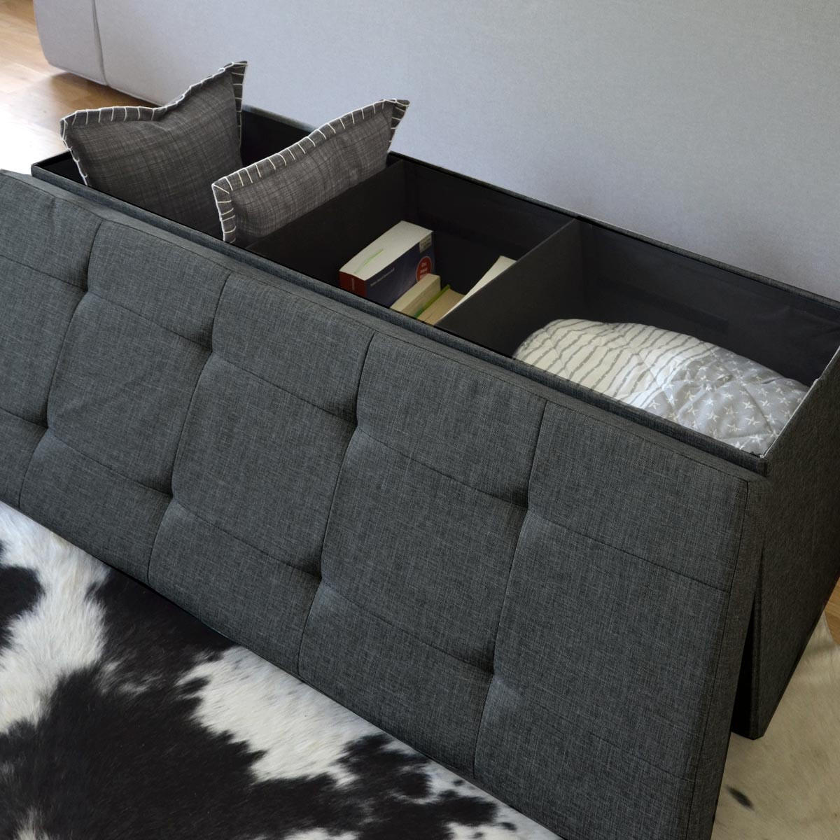 SITZBANK Faltbar, 110/38/38 cm, mit 2 Trennwänden, 120 Liter, Grau - Grau, Kunststoff (110/38/110cm) - Dunedesign