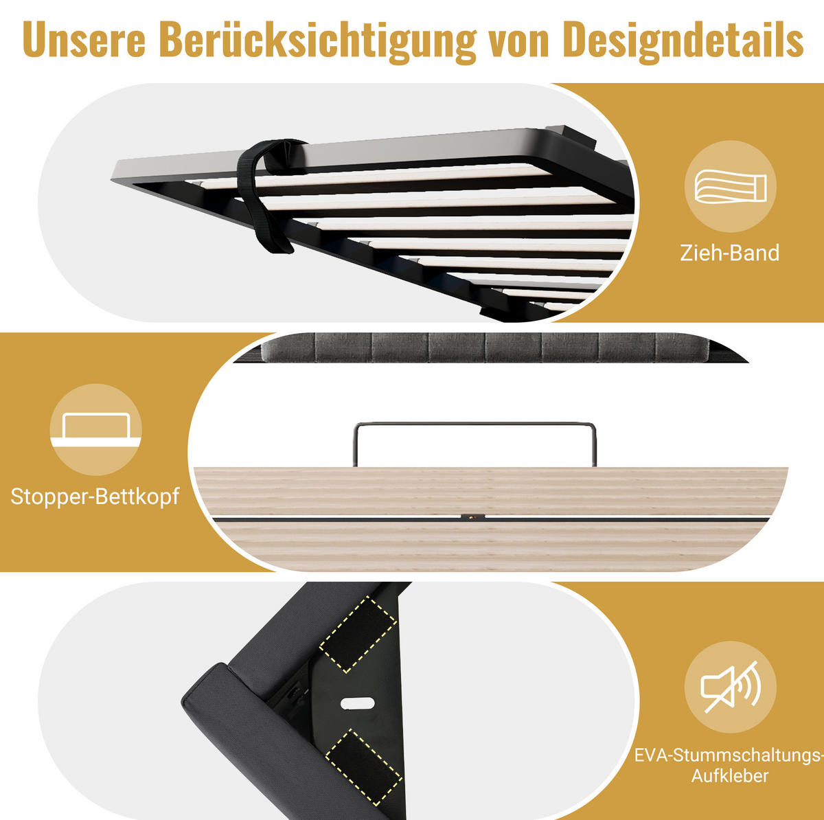 POLSTERBETT 180/200 cm aus Leinen mit Bettkasten LED und USB-C-Ladefunktion Grau - Grau, Textil (180/200cm) - Modenvie