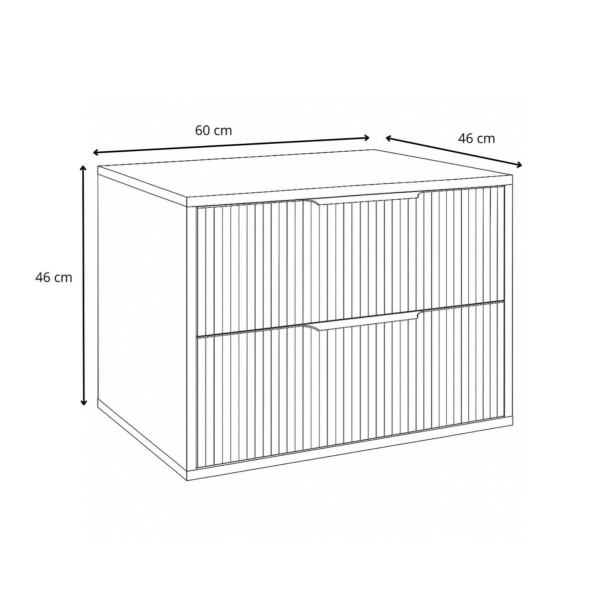 WASCHBECKENUNTERSCHRANK Rimini 2 Schubladen Eiche - 60 x 46 x 46 cm - Eichefarben, Holz (60/46/46cm) - Badplaats